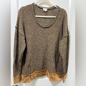 Size XL- BUCKLE Pieced Raw Edge Pullover sweater/ cute!